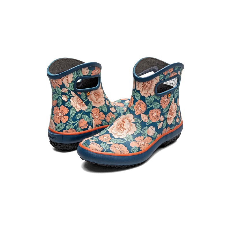 BOGS Women's Patch Ankle Tapestry Floral Rain Boot, Navy Multi,