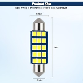 UHANBUT 578 LED Bulbs Extremely Bright Bulbs, 6000K 2835 Chipsets Auto Interior Bulb for Dome Map Lights, Universal 1.6" Car Door Light for 211-2 212-2 569 6411 6451 41mm 42mm (White, 2PCS)
