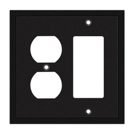 Henne Bery Modern Edge Decorative Wall Plate Switch Plate Outlet Cover, Durable Solid Zinc Alloy (Decorator/Duplex, Matte Black)