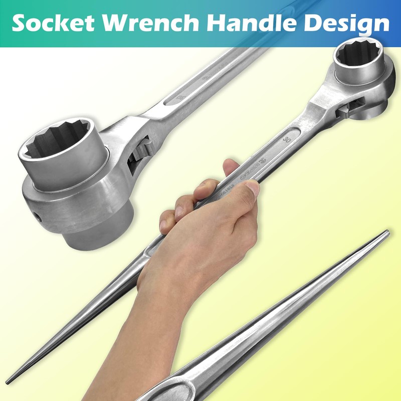 WEDO Stainless Steel Scaffold Podger Ratchet Wrench,Double Side 12 Point