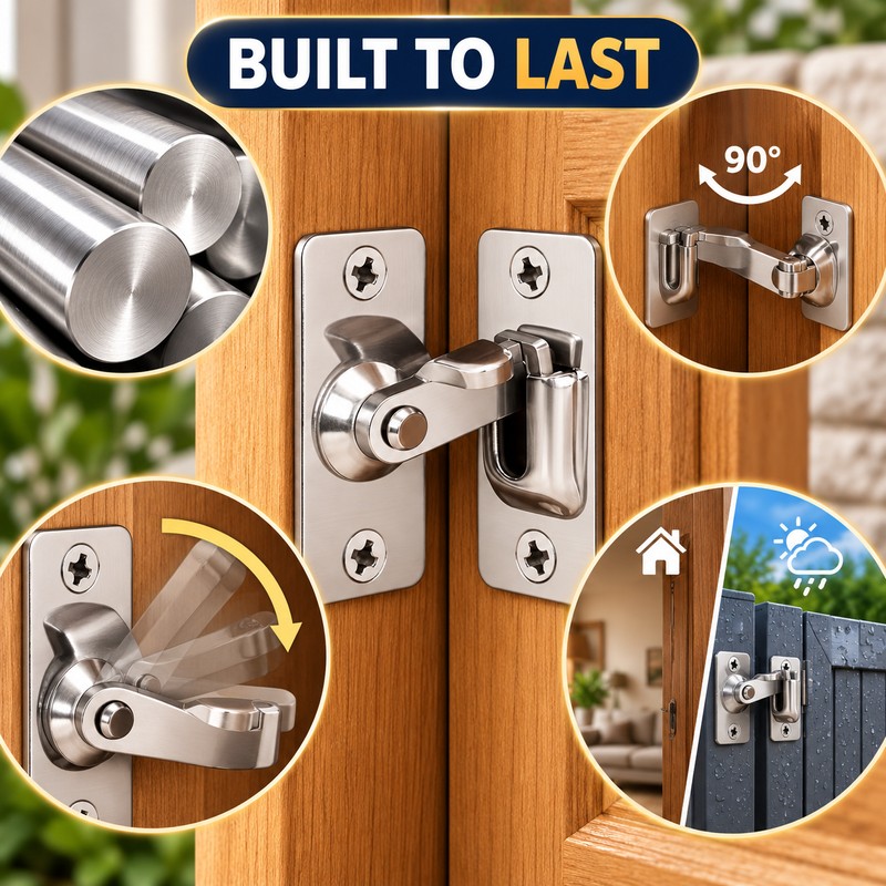 90° Stainless Steel Door Latch for Right-Angle Locking – Flip