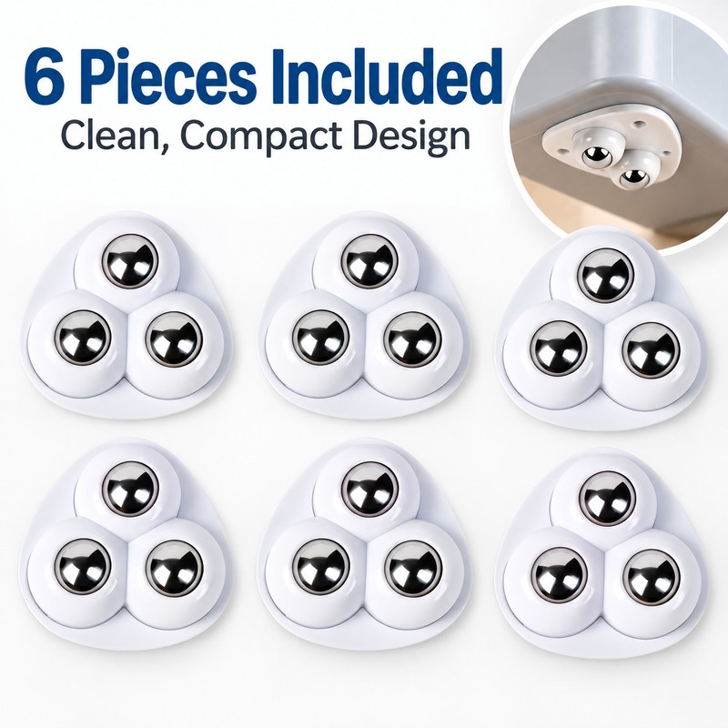 360° Rotating Adhesive Caster Wheels for Kitchen Storage – 6-Piece