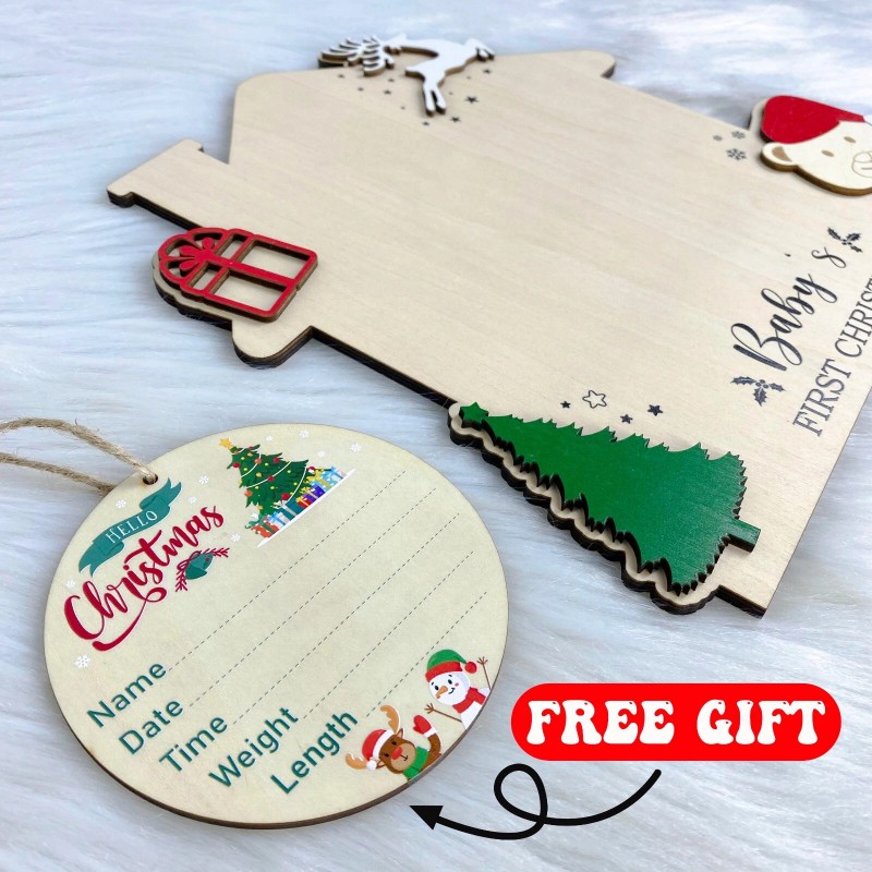 Lawrence Frames Baby First Christmas Gift DIY Wooden Footprint Frame