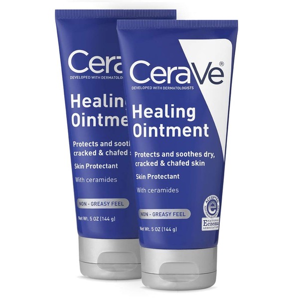 CeraVe Healing Ointment | 2 Pack (5 Ounce Each) | Cracked Skin Repair Skin Protectant with Petrolatum Ceramides | Lanolin & Fragrance Free