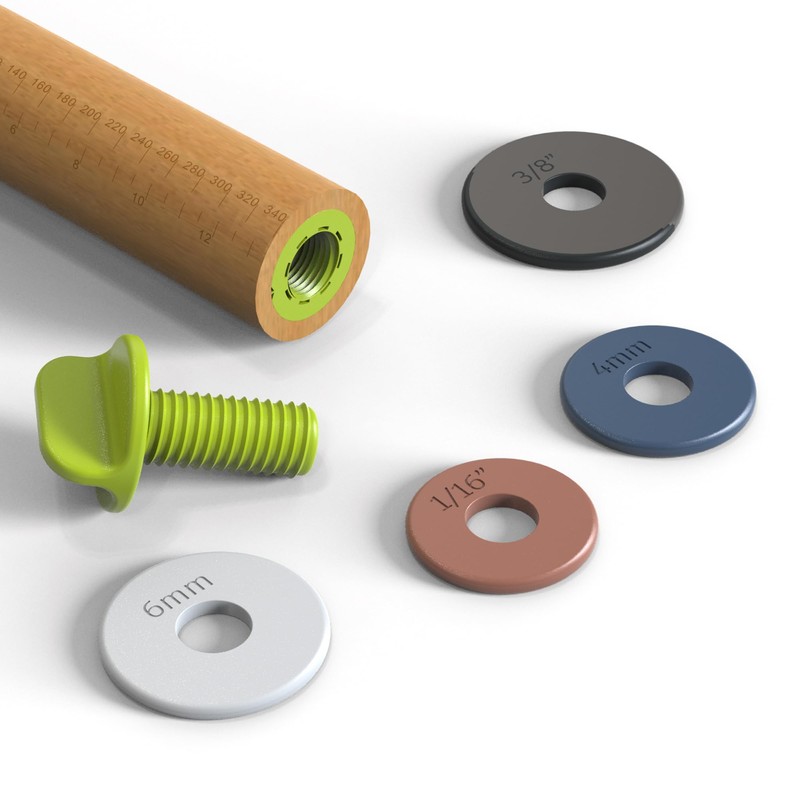 Aguegro Rolling Pin with Adjustable Thickness Ring, Dough Thickness for