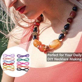 6 Colors Elastic Cord Coloured Elastic String Cord Bracelet String Stretchy Elastic for Bracelet Making Bracelet Elastic for Necklace (Blue, pink, orange, purple, beige)