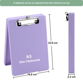A5 Clipboard with Storage,Storage Clipboard with Pen Holder for Office Supplies,Nurse Clipboard with Low Profile Clip Clipboards,Student Teacher Folder Clipboard School Supplies Clip board-Pale Purple