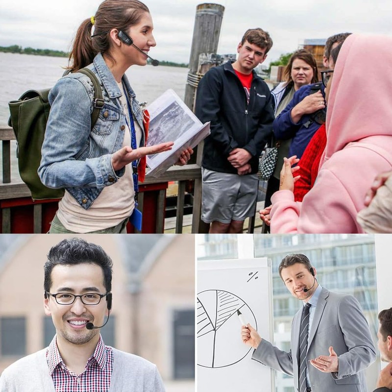 Oulou Wireless Microphone, Headset Microphone, UHF, 50 Meter Transmission Range,