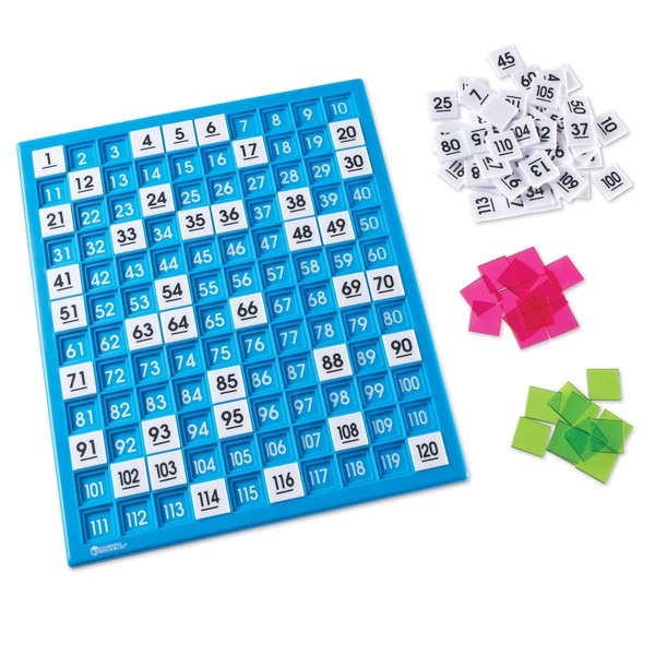 Learning Resources 120 Number Board, Tray & Numbered Tiles, Common Core Math, 181 Piece, Ages 6+