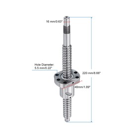 QUARKZMAN BallScrew SFU1605 (Diameter 16 mm, Pitch 5 mm, Length 220 mm) with Ball Screw Nut, Ball Screw Kit, Standard Finishing for BK/BF12 CNC Machine Parts