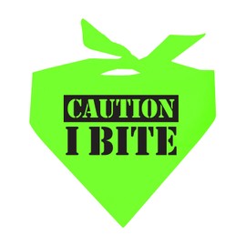 Caution I Bite Dog Bandana (Neon Green, OS 836)