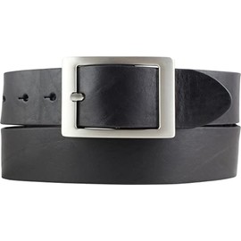 BELTINGER Denim Belt Made of Full Cowhide Leather 4 cm Jeans Belt for Men and Women 40 mm Leather Belt with Double Buckle, black, silver