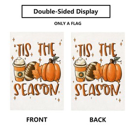 Fall Garden Flag Tis The Season 12×18 Inch Double Sided Foootball Pumpkin Burlap Flag Outside Vertical Spice Latte Holiday Farmhouse Leaf Outdoor Yard Decor
