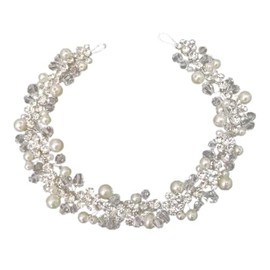 Beaupretty Diadema De Perlas Y Tocado De Diamantes De Imitación Para Novia Y Damas De Accesorios Para El Cabello Para Bodas Fiestas Y Sesiones De Fotos 12.59X0.78X0.39In