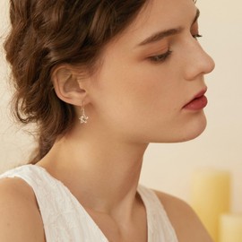 LAXPICOL Star Earrings S925 Sterling Silver For Teen Girls,Hypoallergenicity Cubic Zirconia Silver Earrings Jewellery Gifts For Women/Her