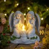 Solar Powered Twin Angel Garden Statue 6.49 Inch - Waterproof