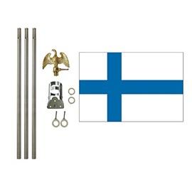 Finland 3x5 ft Outdoor Flag and Flag Pole Set, Combination Comes with a 3x5 ft Polyester Flag a 6 ft long 3/4 inch Diameter Aluminum Pole with Bracket (Finland)
