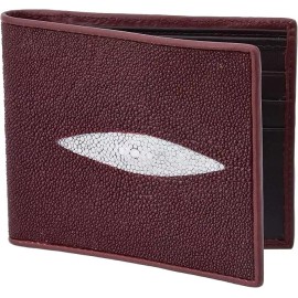White Diamonds Burgundy Stingray Wallet Real Bi-fold Card Slots ID Slot Bill Compartment Real
