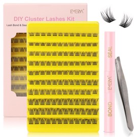 EMEDA 10 mm Cluster Eyelashes with Glue and Sealer Applicator DIY Individual Eyelash Extension Kit Eyelash Glue and Sealer with Eyelash Clusters with Bond and Seal Kit (M02 10 mm)