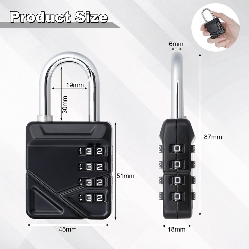 Romon Combination Lock, 4 Digit Combination Lock, Padlock, Lock with
