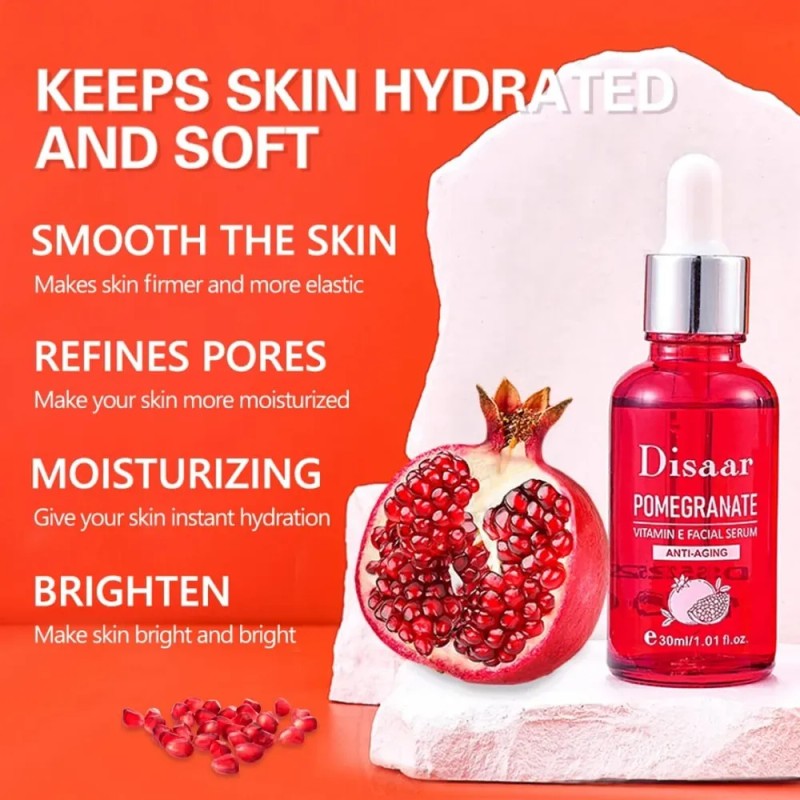 Suero Hidratante Facial Granada Vitamina E Reafirma Y Aclara Todo