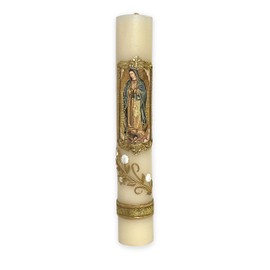 11.75" Our Lady of Guadalupe Devotional Candle Cirio Paschal Easter Lent Cirio Pascual Semana Santa Virgen Guadalupe Vela