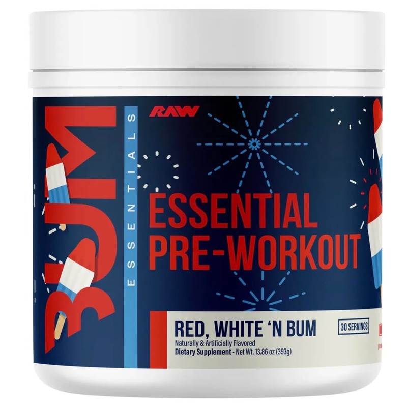Raw Essential Pre-workout Powder (RED,WHIT N BUM)