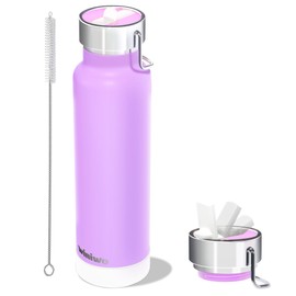 24 oz Insulated Slim Water Bottle with Flip Straw and Handle, Stainless Steel Water Bottles, Fits Car CupHolder, 100% Leak Proof, Keeps Drink Cold Up to 24 Hours, Sports/Gift (Fantasy Purple)