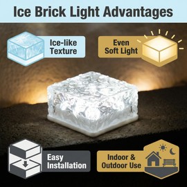 dojune Solar Powered LED Acrylic Lights,Waterproof In-Ground Landscape Path Lights for Outdoor Garden Patio Walkway (White)