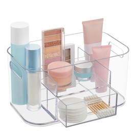 STORi Bliss Clear Makeup Organizer for Countertop, Divided Bathroom Organizer & Storage Drawer, Makeup Brush Holder, Cosmetic & Nail Polish Organizer, Made in USA