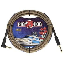 Pig Hog Tuscan Brown Instrument Cable, 10ft Right Angle