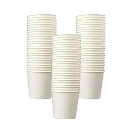 SUL Paper Cups, White Paper Coffee Cups, 200ml Disposable Party Cups, Hot and Cold Beverage Drinking Cup for Water, Juice, Coffee, Tea 7oz 75pk