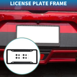 A ABSOPRO Stainless Steel License Plate Holder Durable License Plate Cover Stainless Steel Black