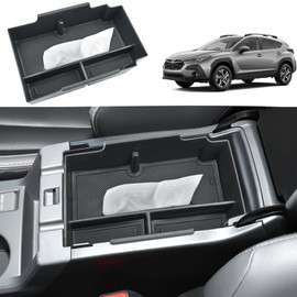 Coleya 2024 2025 2026 Crosstrek Accessories Center Console Organizer for Subaru Crosstrek (Premium/Sport/Limited/Wilderness),2025 Crosstrek&Impreza Console Tray Insert Organizer with Tissue Box Holder