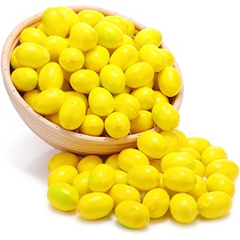 100 Pcs Mini Artificial Lemon Fake Fruit Lemon Faux Artificial Simulation Lemon Summer Realistic Kitchen Fruit Decor Lifelike Lemon Decoration for Home Kitchen Table, 1.2 x 1.8 Inch(Yellow)