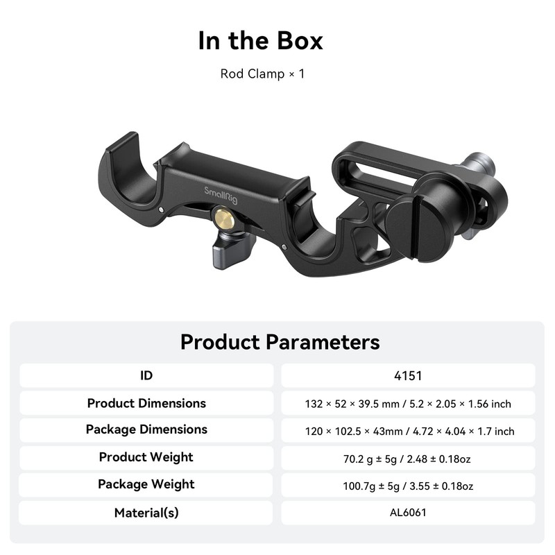 SMALLRIG 15mm Rod Clamp, Installed and Released from Upwards with