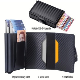chunyuwen Credit Card Holders,SlimWallet,Men'sWallet,SlimWalletCardCaseSmall,MiniWalletforWomenandMenwithRFID,Automatic Pop-upCardCaseCreditCardCasewithBillCompartments (Black)