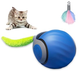 CASASDA Juguete Eléctrico para Gatos, Pelota para Gato Recargable, Nueva Pelota de Juguete interactiva, Dos Modos interactivos, 360 Grados Autogiratoria Juguetes Divertido para Gatos (Azul)
