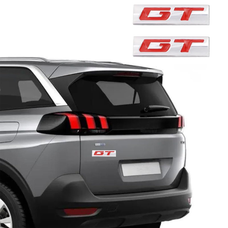 CARRUN 2 Pcs GT Emblem 3D Metal Nameplate Badge Decal