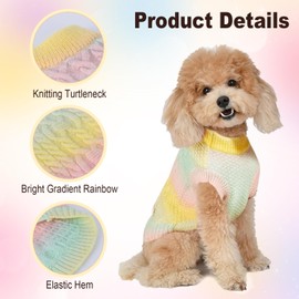 Dog Sweater for Medium Dogs, Colorful Knitted Puppy Sweater Winter Warm Dog Clothes, Turtleneck Sweater Pullover for Pet Cat & Doggie (Colorful, M)