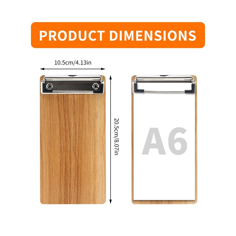 A6 Clipboard,6 Pack Mini Clipboard with Low Profile Clip,A6 Wooden