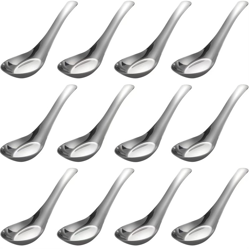Stainless Steel Soup Spoons Dinner Spoons Set of 12 Chinese