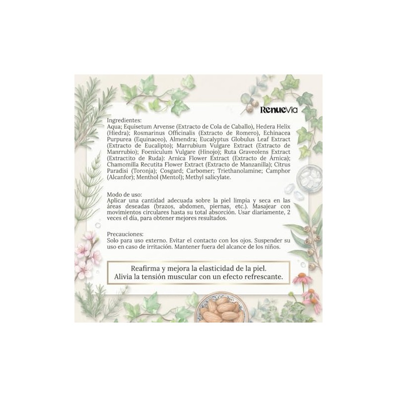 Gel Reafirmante Herbal, 400 g, Fórmula Natural con Mentol y