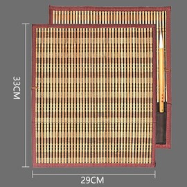 LIKENNY Brush Roll, Bamboo Brush Storage, Portable, Calligraphy, Storage, Pocket, Compact, Bristle Brush, 13.0 x 11.4 inches (33 x 29 cm), Roll Handwoven Brush Case