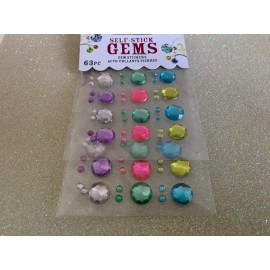 Unbranded SELF-STICK 3D GEMS MULTI-COLOR GEMS, MULTI-SIZE GEMS 63pcs