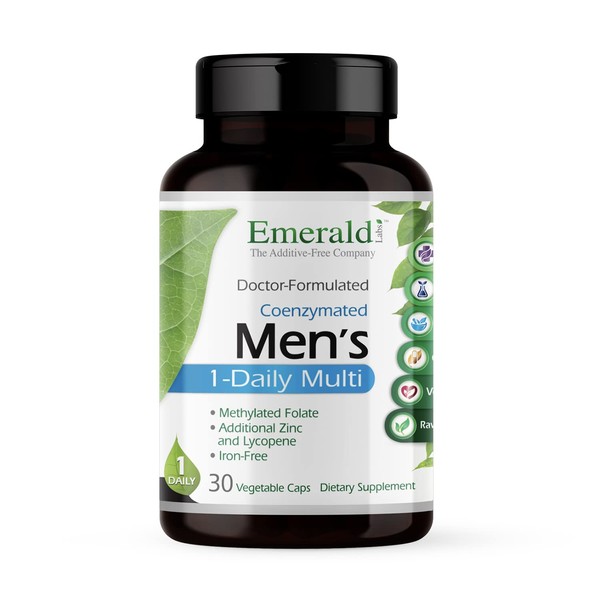 Emerald Labs Men's 1 Daily Multi - Complete Multivitamin with CoEnzymes, Zinc, and Lycopene for Prostate, Bone Strength, and Vision Support - 30 Vegetable Capsules