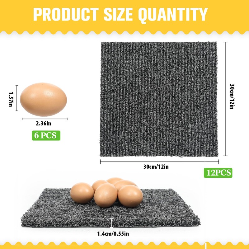 Chunful 12 Pcs Nesting Pads for Chicken Coop, Washable Plastic