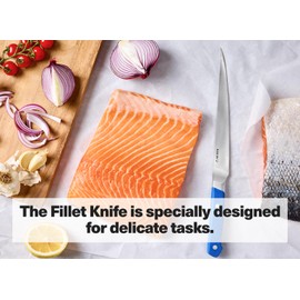 Misen 7.5" Stainless Steel Fillet Knife – Flexible Blade for Precision Fish Filleting & Meat Trimming - High-Carbon Steel for Long-Lasting Sharpness – Ergonomic Handle for Control – Blue