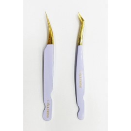 Alluring Volume Tweezer Pair for 3D Volume Lashes (New Curved) (White Gold)