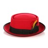 Ferrecci Red/Black Wool Felt Porkpie Hat with Grosgrain Ribbon and